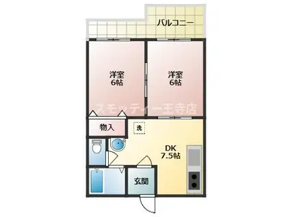 アーバン西大和6号(2DK/2階)の間取り写真