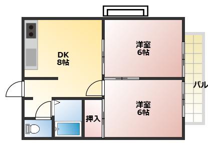 エステートピア尼ヶ辻(2DK/2階)の間取り写真