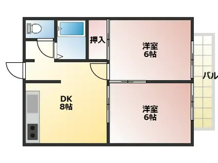 エステートピア尼ヶ辻(2DK/2階)の間取り写真