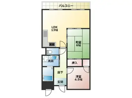 ヴィエンシャトレー小池(1LDK/2階)の間取り写真