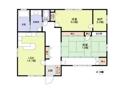 近鉄生駒線 平群駅 徒歩14分 2階建 築42年(2SLDK)の間取り写真