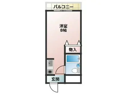 マンション万葉Ⅱ(1K/2階)の間取り写真