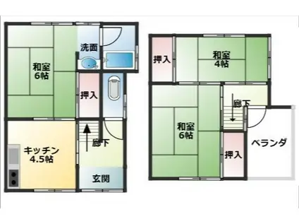 橿原市山之坊町テラス(3DK)の間取り写真