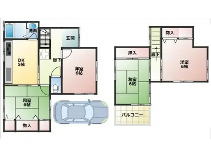 近鉄難波・奈良線 学園前駅(奈良) 徒歩12分 2階建 築47年(4DK)の間取り写真