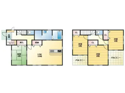 和歌山線 香芝駅 徒歩18分 2階建 築8年(4LDK)の間取り写真