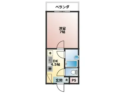 コートフラッツ万葉(1K/2階)の間取り写真