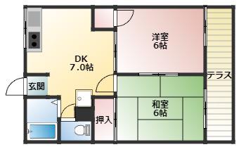 レピュート北野(2DK/2階)の間取り写真
