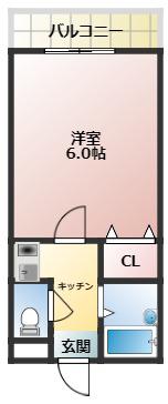 ヤマセン3番館(1K/2階)の間取り写真