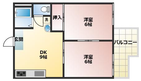 シティ菅原Ⅱ(2DK/1階)の間取り写真
