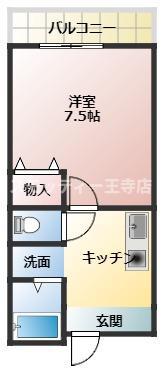 ヴェルディ王寺(1K/3階)の間取り写真