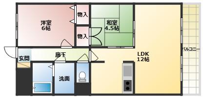 ヤマセン5番館(2LDK/2階)の間取り写真
