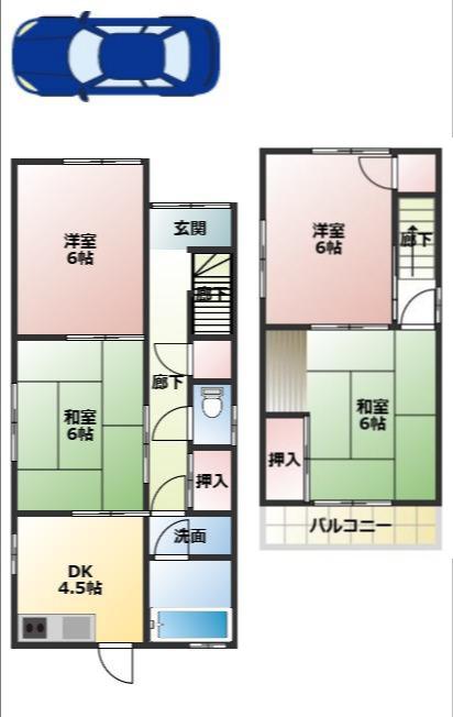 近鉄生駒線 竜田川駅 徒歩25分 2階建 築52年