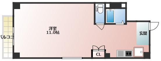 グランフォレスト(ワンルーム/2階)の間取り写真