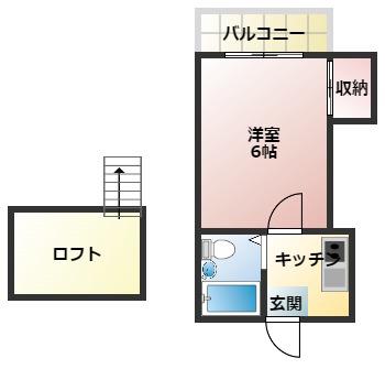 ラインハイツ(1K/2階)の間取り写真