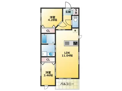 アーツ駒込(2LDK/1階)の間取り写真