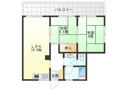 村田マンション(2LDK/5階)の間取り写真