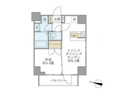 GRANSITE千代田富士見(1LDK/6階)の間取り写真