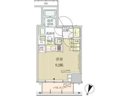 パークアクシス赤坂見附(ワンルーム/11階)の間取り写真