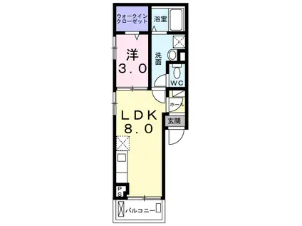 トゥッティ 桜木(1LDK/2階)の間取り写真