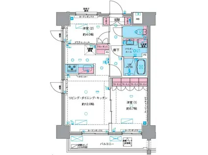 GENOVIA浅草6SKYGARDEN(2LDK/10階)の間取り写真