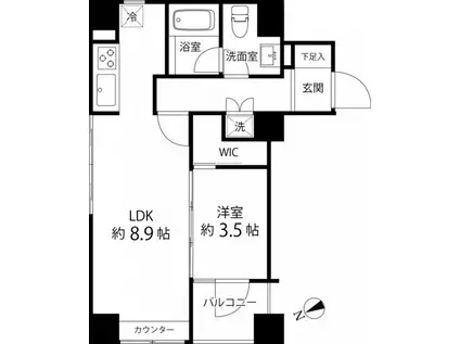 ハイリーフ上野(1LDK/11階)の間取り写真