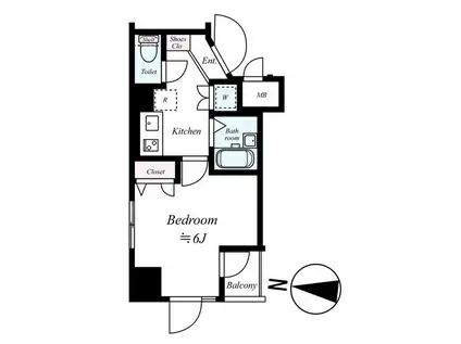 FORTUNA文京後楽園(1K/7階)の間取り写真