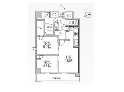 レジディア新御徒町2(2LDK/12階)の間取り写真