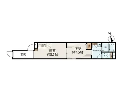 上野松が谷レジデンス(1LDK/1階)の間取り写真
