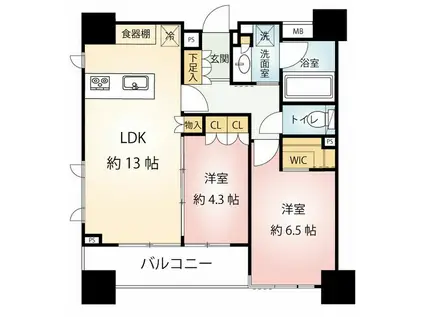 ルフォン築地 ザ・レジデンス(2LDK/5階)の間取り写真