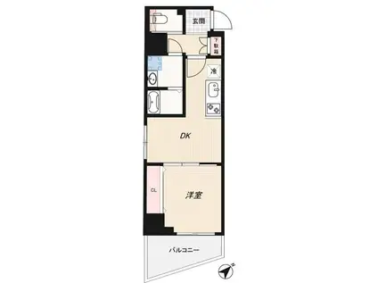 ジェノヴィア水天宮前2スカイガーデン(1DK/7階)の間取り写真