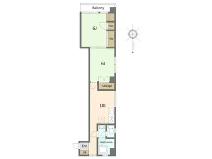 シャトー松が谷マンション(2DK/2階)の間取り写真