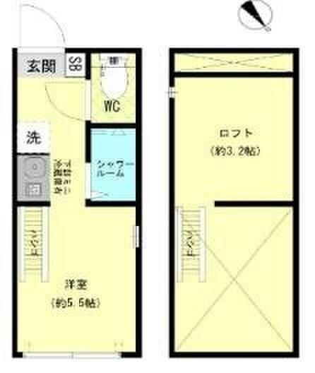 クライムヒルズⅡ(1K/2階)の間取り写真
