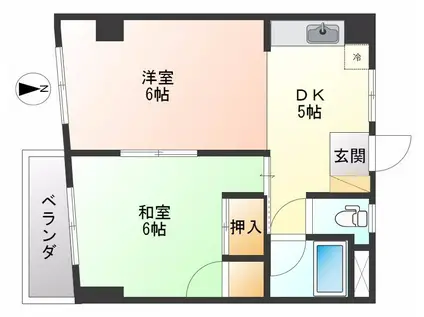リベール根岸(2DK/2階)の間取り写真