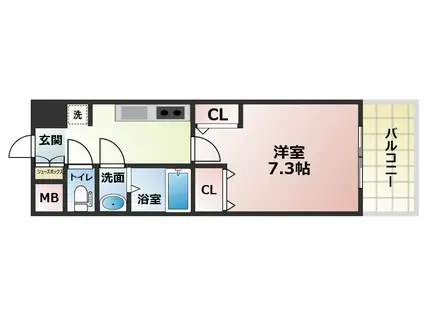 セレッソコート リバーサイドOSAKA(1K/9階)の間取り写真