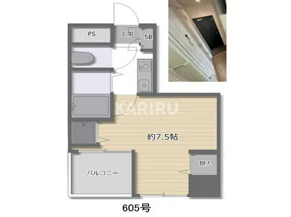 千林ロイヤルハイツ(1K/9階)の間取り写真