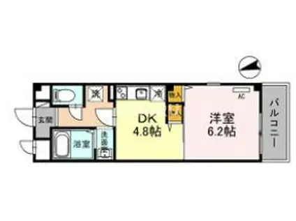 ルミエール都島(1DK/4階)の間取り写真