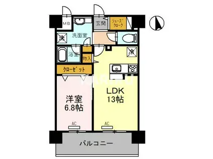 幸COURT森ノ宮(1LDK/2階)の間取り写真