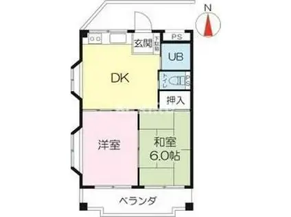 旭ロイヤルハイム(2DK/3階)の間取り写真