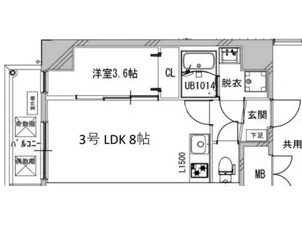 クローバー・レジデンス玉造(1LDK/11階)の間取り写真