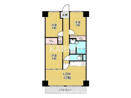 サンファースト京橋(3LDK/2階)の間取り写真