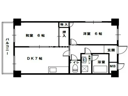 プレステージ鶴見(2DK/3階)の間取り写真