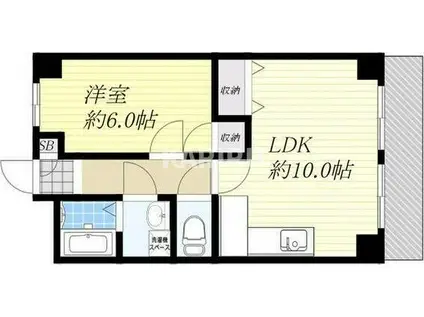 山野都島マンション(1LDK/6階)の間取り写真