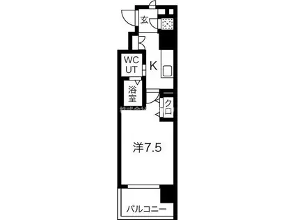 レジュールアッシュ京橋CROSSII(1K/3階)の間取り写真