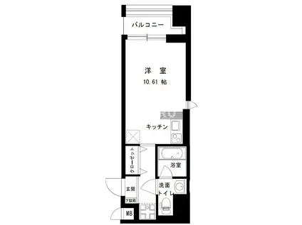 シャトーアスティナ京橋アルト(ワンルーム/9階)の間取り写真