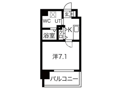 JPレジデンス大阪城東Ⅱ(1K/7階)の間取り写真
