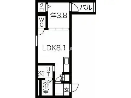F ASECIA BEID(1LDK/1階)の間取り写真