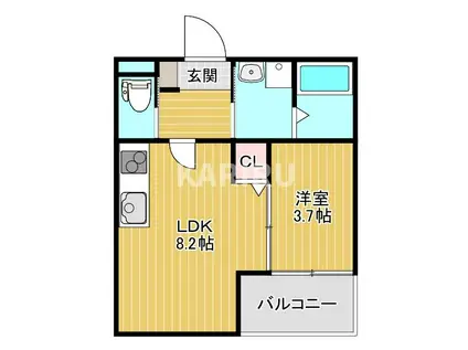 新森アパートメント(1LDK/3階)の間取り写真
