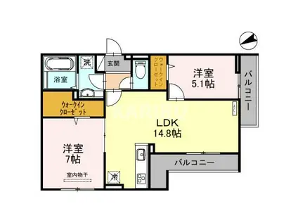 D-ROOM鶴見区今津南4丁目(2LDK/3階)の間取り写真