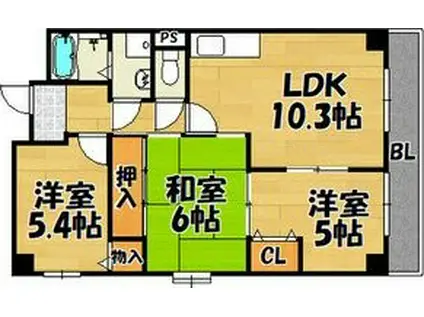 エスペランサ門真南(3LDK/1階)の間取り写真