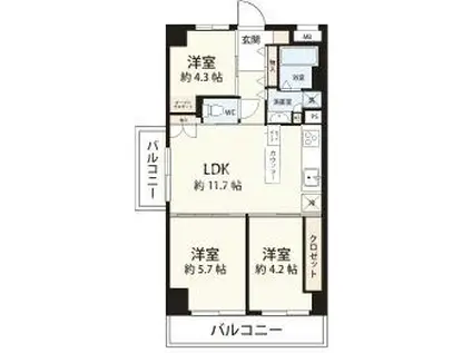 新深江ビューハイツ(3LDK/3階)の間取り写真